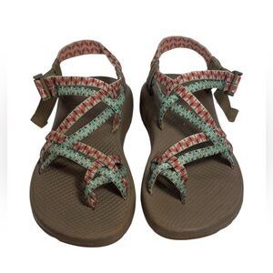 Chaco ZX2 Classic Dolman Pine Verde Green Orange Sandals Women’s Size 8